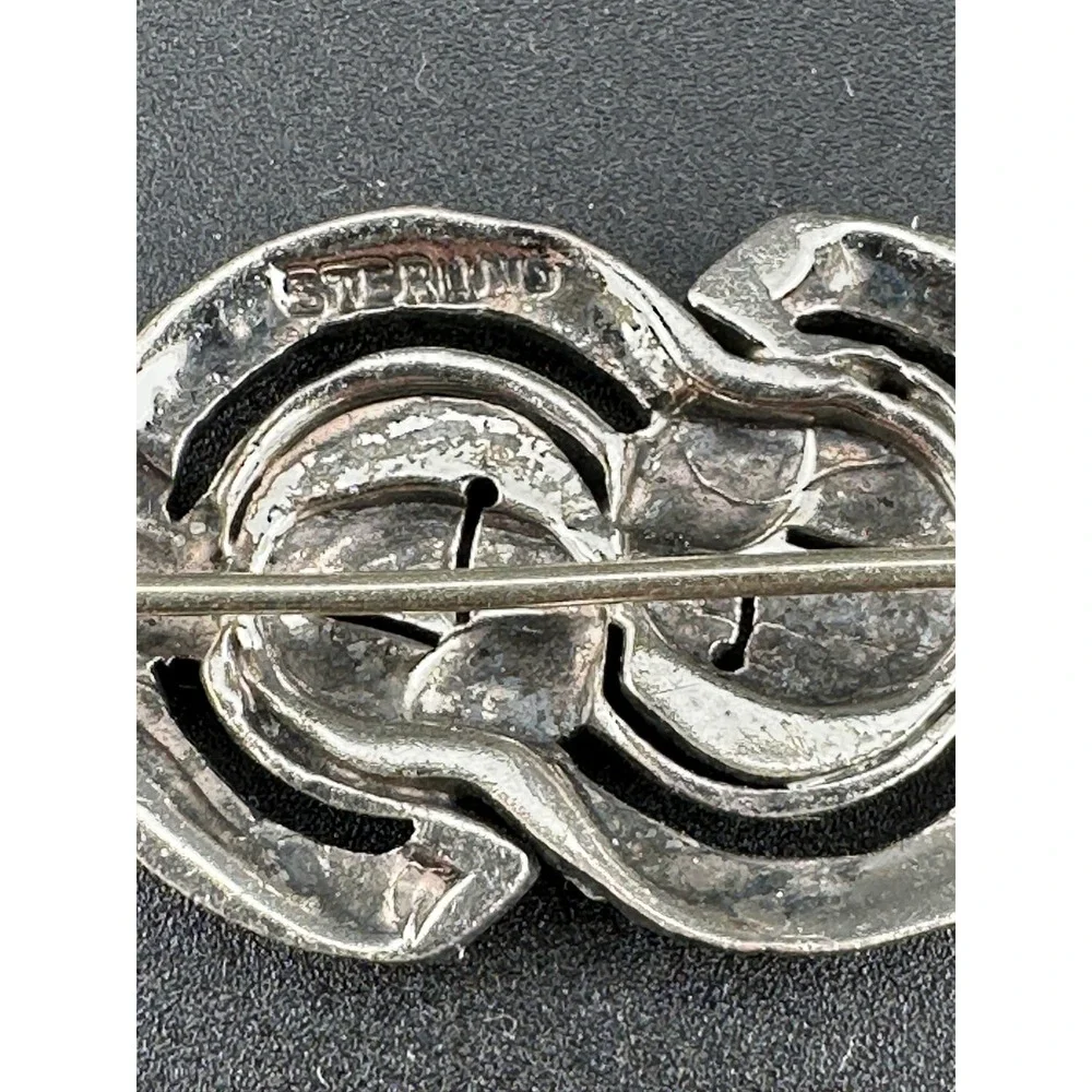 Vintage 1930s Sterling Silver Marcasite Brooch Art Deco Geometric Pin Unsigned